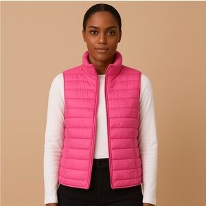 JoyLab Vibrant Pink Puffer Vest Size Small